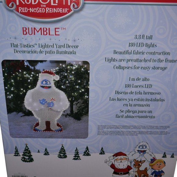 3.3 Ft Lighted BUMBLE Abominable Snowman Christmas Decor Flat-tastic Collapsible - Picture 3 of 8